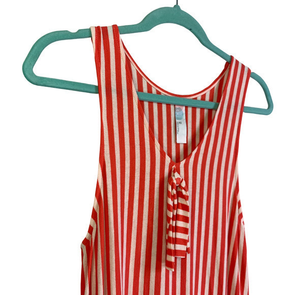 FREE PEOPLE Orange & Cream Stripe Tank Top Beach Mini‎ Dress - Picture 4 of 12